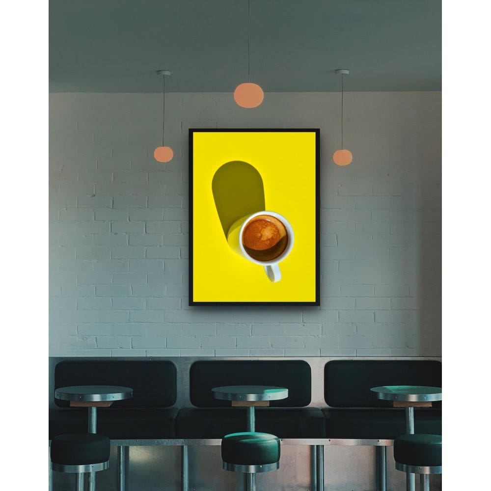 Quadro Decorativo Café Foto Amarelo - 70X50Cm