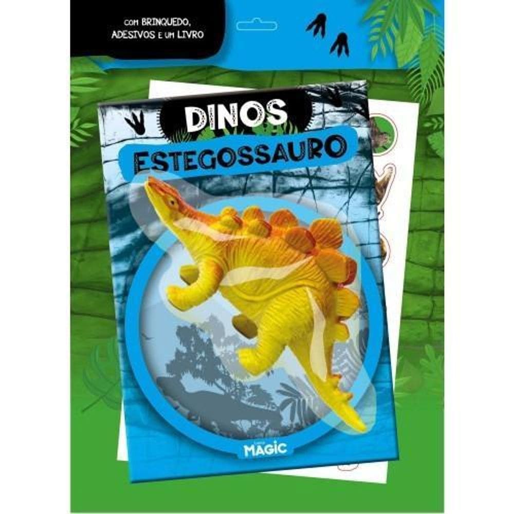 Livro Dinos Estegossauro Com Brinquedo E Adesivos - Magic
