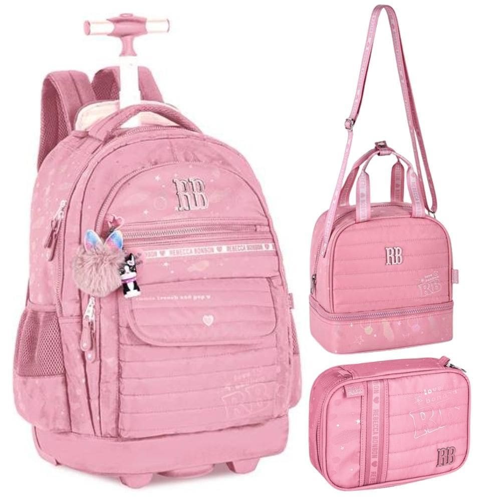 Kit Mochila De Rodinhas Oficial Rebecca Bonbon Rb24586 Rosa