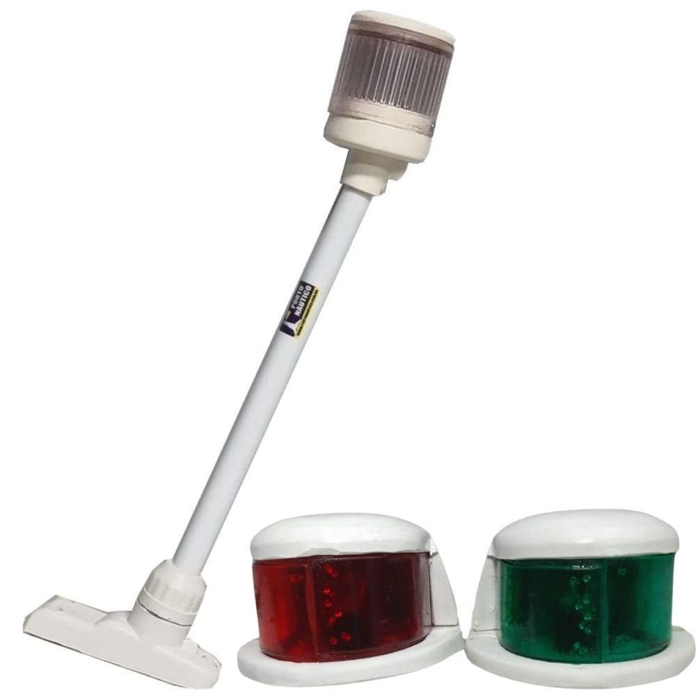 Mastro Em Aluminio Branco Com Luz De Navegação Bb-Be Em Led