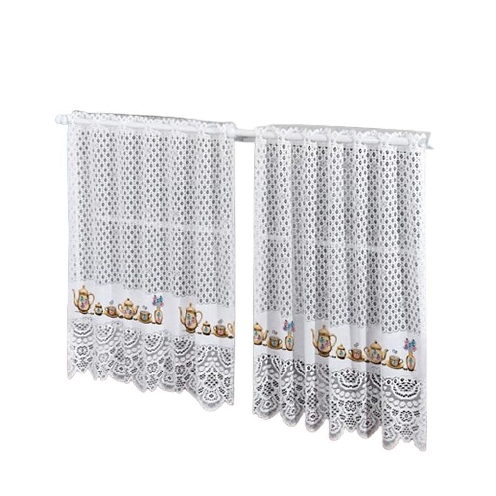 Cortina Pia Vitro Renda Cozinha Bule 1,60X0,80 Alt