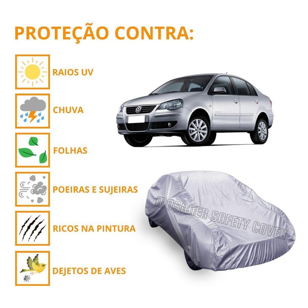 Capa Cobrir Carro Volks Polo Sedan Com Proteção Impermeável