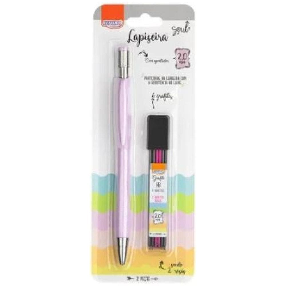 Lapiseira 2.0Mm + Grafite Tubo 6 Unidades Linha Soul Cor