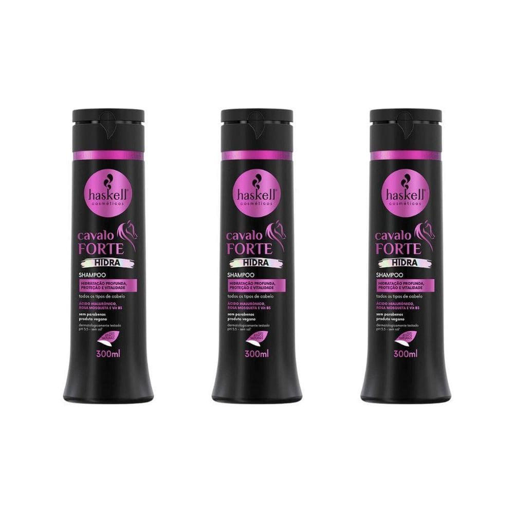 Shampoo Haskell 300Ml Hidra Cavalo Forte - Kit Com 3Un