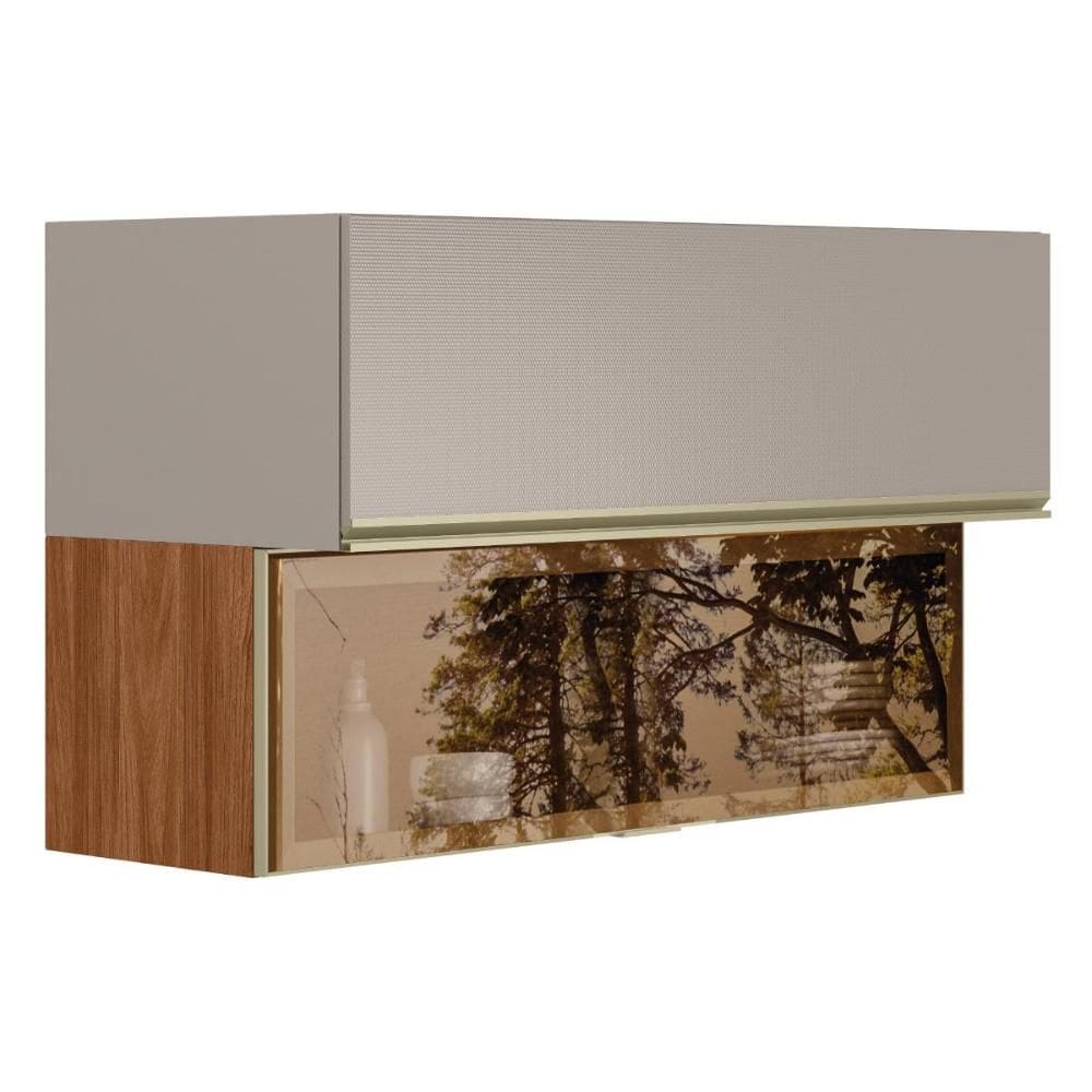 Armário Aéreo Proença 120cm Basculante 1 Porta MDF e 1 Porta Vidro Reflecta - Demartêz