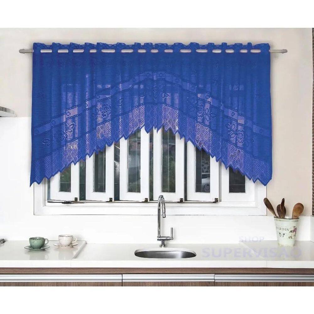 Cortina Renda Cascata 3,00 M X 1,00 Alt Color Retro Azul