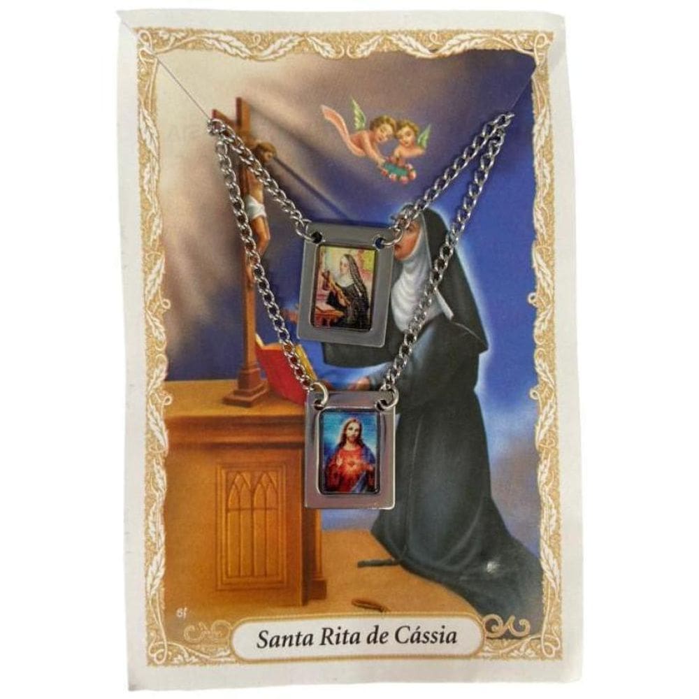 Escapulário Católico Em Aço Inox Foto 32 Cm - Escolha O Seu