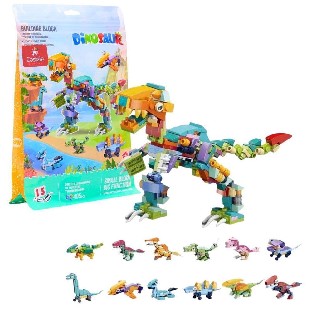 Blocos De Montar Dinossauro 12 Em 1 Com 405 Peças - Castela