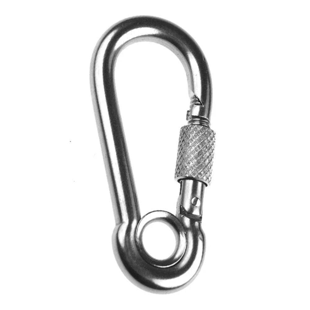 Mosquetão Inox Com Trava 5X 50 Com Olhal Leve Barco Lancha