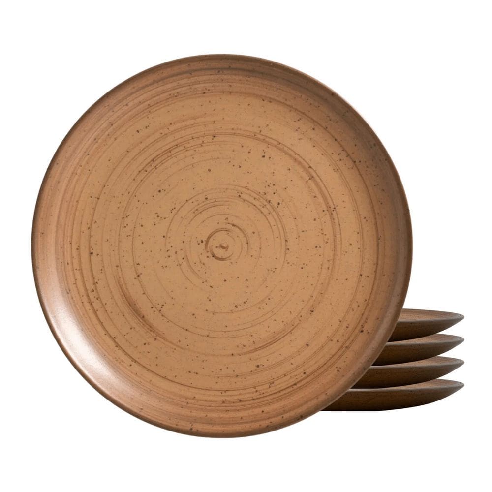 Jogo De Pratos Fundo Cerâmica Kit 4 Peças 25Cm Kya Terracota