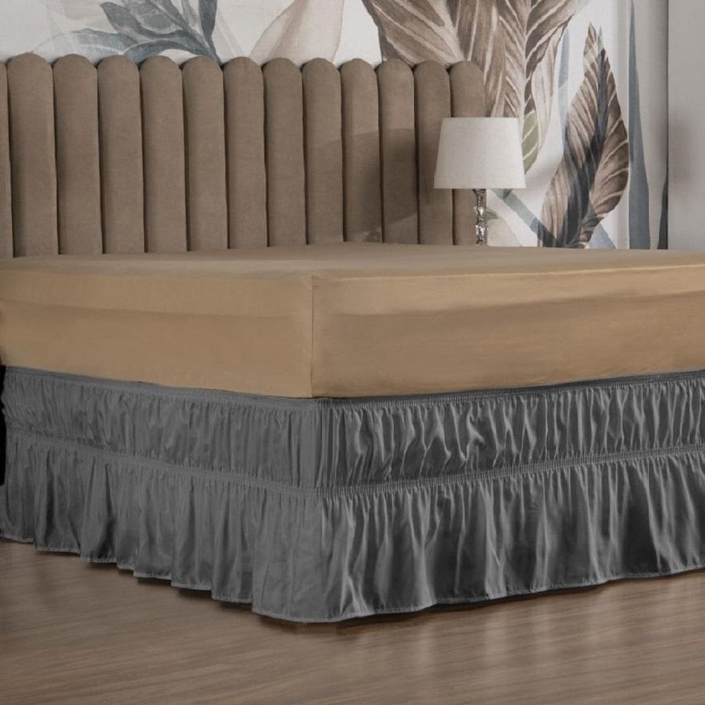 Saia Box Cama King Com 2 Elásticos Ajustável Babado 1 Peça