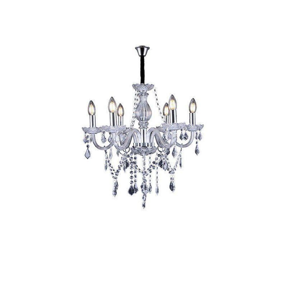 Lustre Glam Maria Tereza Transparente 6 Braços E14 Taschibra
