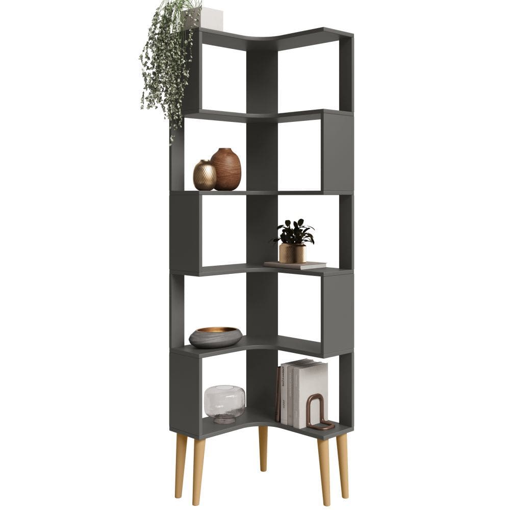 Prateleira Multiúso estante livreiro RV Moveis Berlim 06 andares Grafite/Cinamomo
