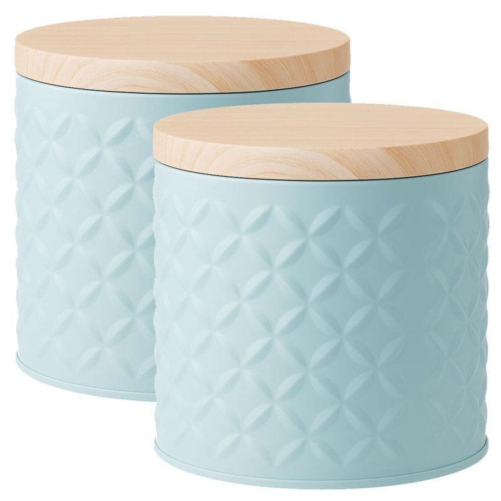 Kit 2 Lata Biscoito Organizador Decorativo Metal Azul