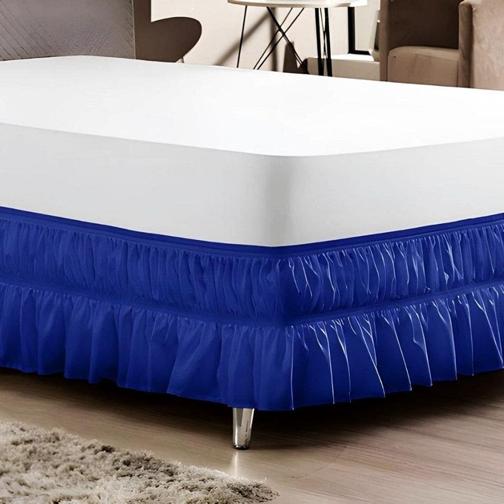 Saia Box Cama King Com 2 Elásticos Ajustável Babado 1 Peça