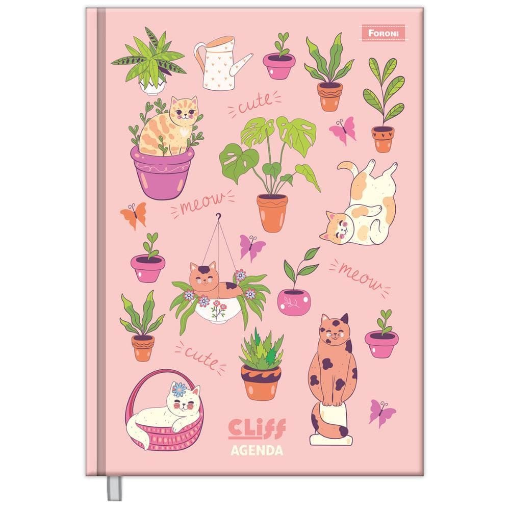 Agenda Diária 2026 Cost 123X166Mm Cliff Gatos Rosa Foroni