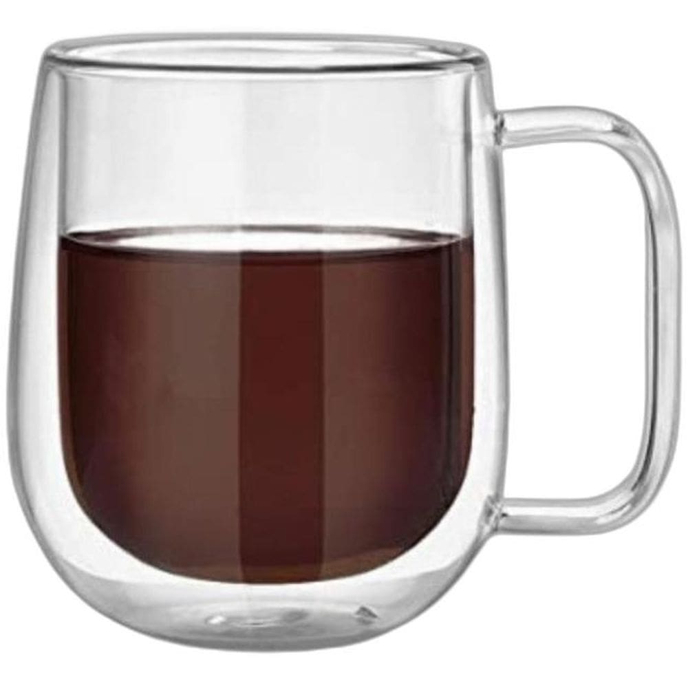 Kit 2X Caneca Vidro Duplo Xícara Parede Dupla Café Chá 260Ml