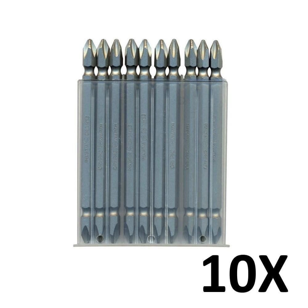 Kit 10 Pontas Bits Philips Ph2 Torque Alto 110Mm Wurth