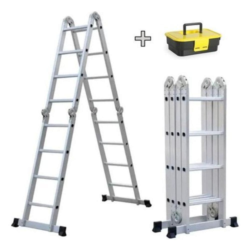 Escada De Aluminio 4X4 16 Degraus 4,7Mts + Handy Box