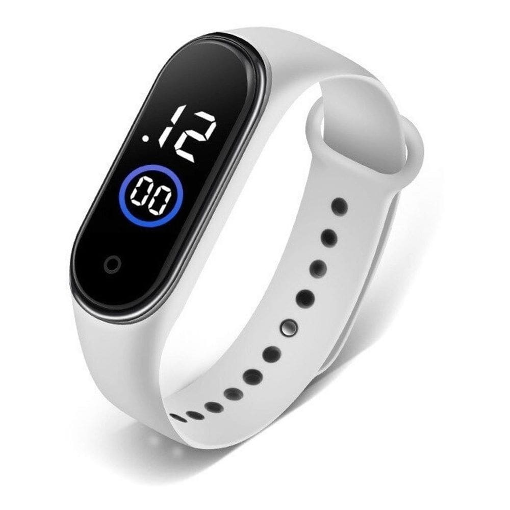 Relógio De Pulso Digital Esportivo Resistente Água Branco