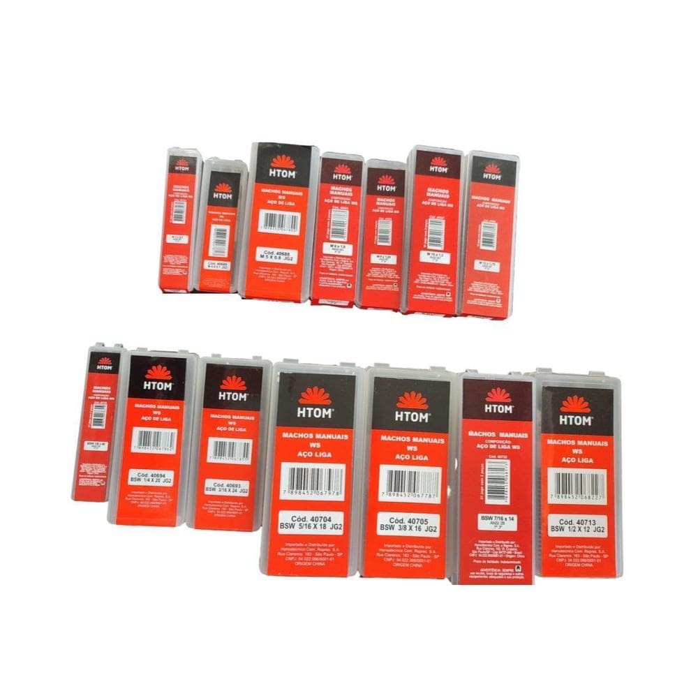 Jogo De Macho Milimetro E Polegada Kit 14 Jogos Mm E Bsw