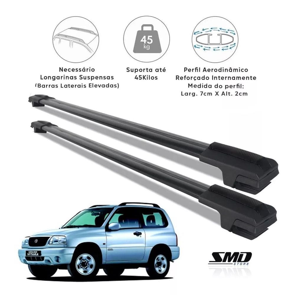 Travessa Teto Larga Preto Aluminio Grand Vitara 1998 À 2004