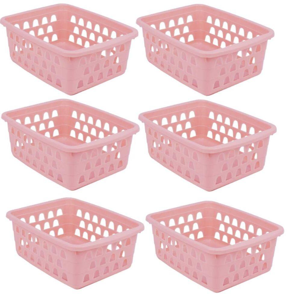 Kit 6 Cestos Multiuso Pequeno Rosa 12X6X16Cm Pp 1029 Uninjet