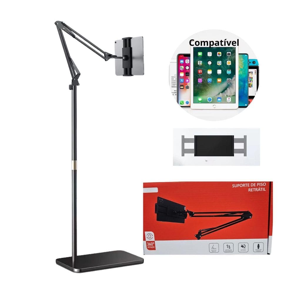 Pedestal Articulado Para Tablet Celular 360 Suporte De Chão