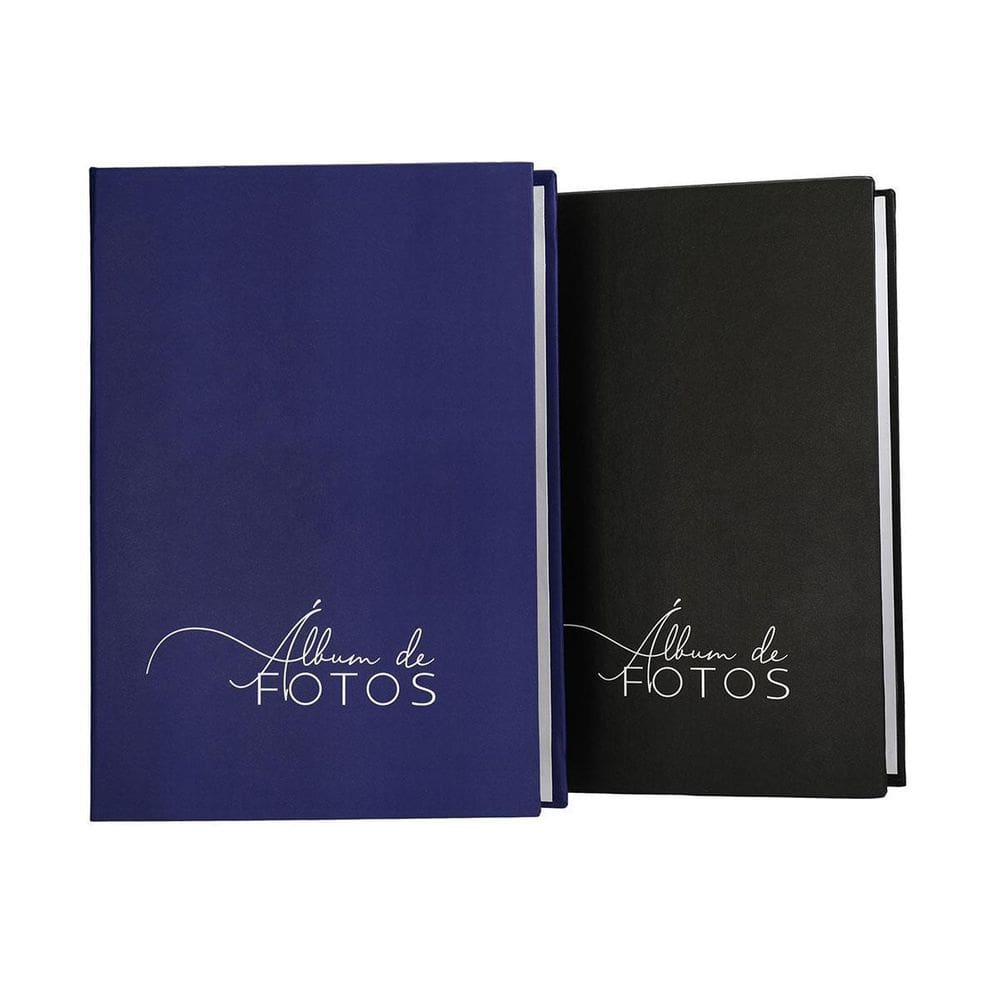 2 Albuns Para 500 Fotos 10X15 Premuim Fosco Azul E Preto