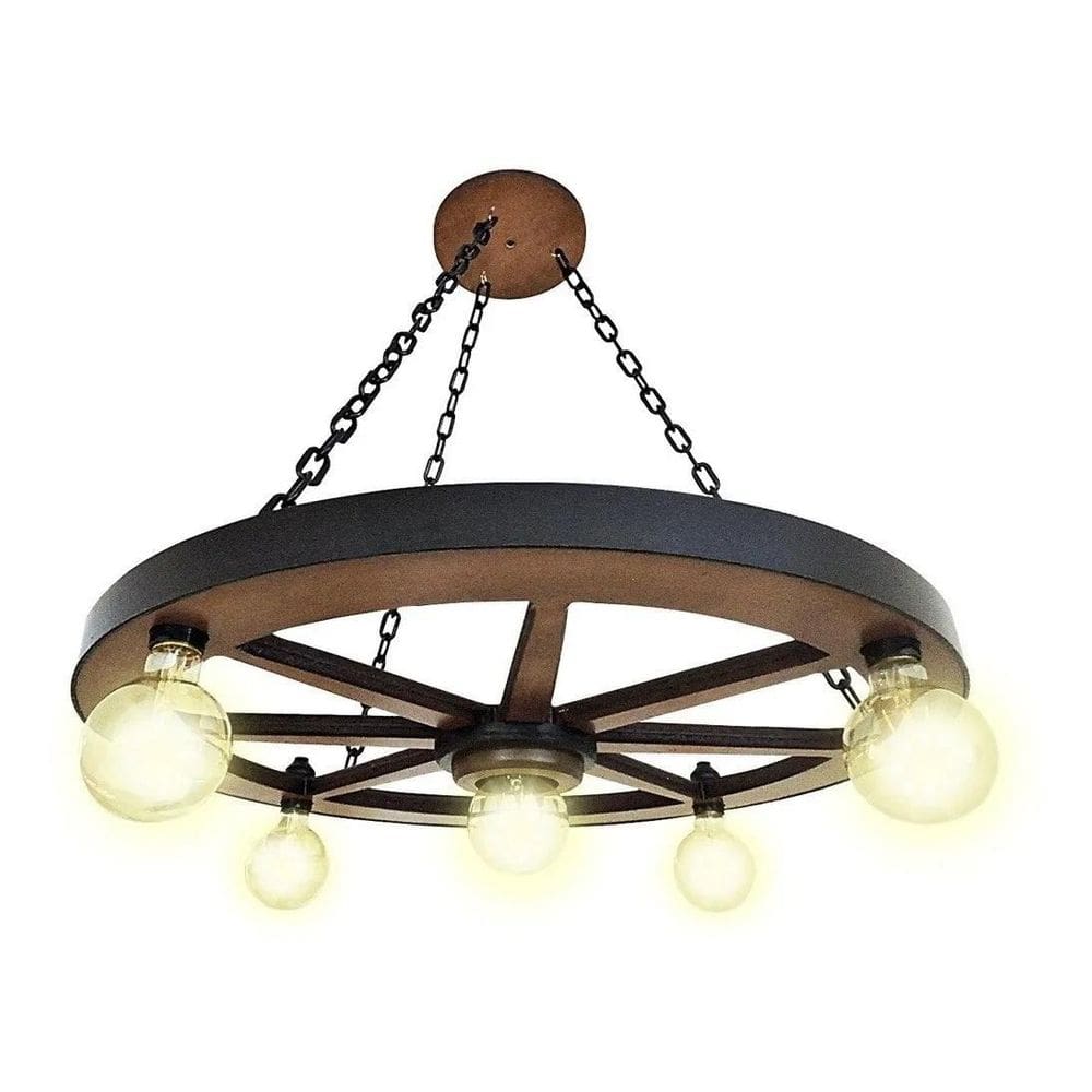Luminária Roda De Carroça 5 Bocal 60 Cm 110/220 V Kit 4 Peça