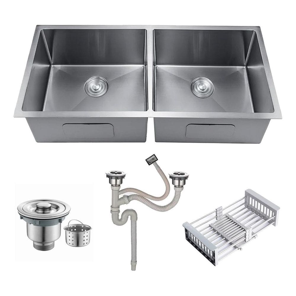 Cuba Dupla Inox Quadrada Cozinha Pia Gourmet Prata 75X41