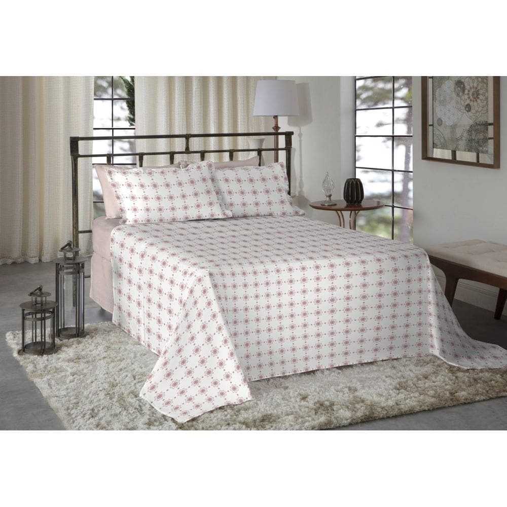 Jogo De Cama Queen Size 180 Fios Nova América - Edmar  7200