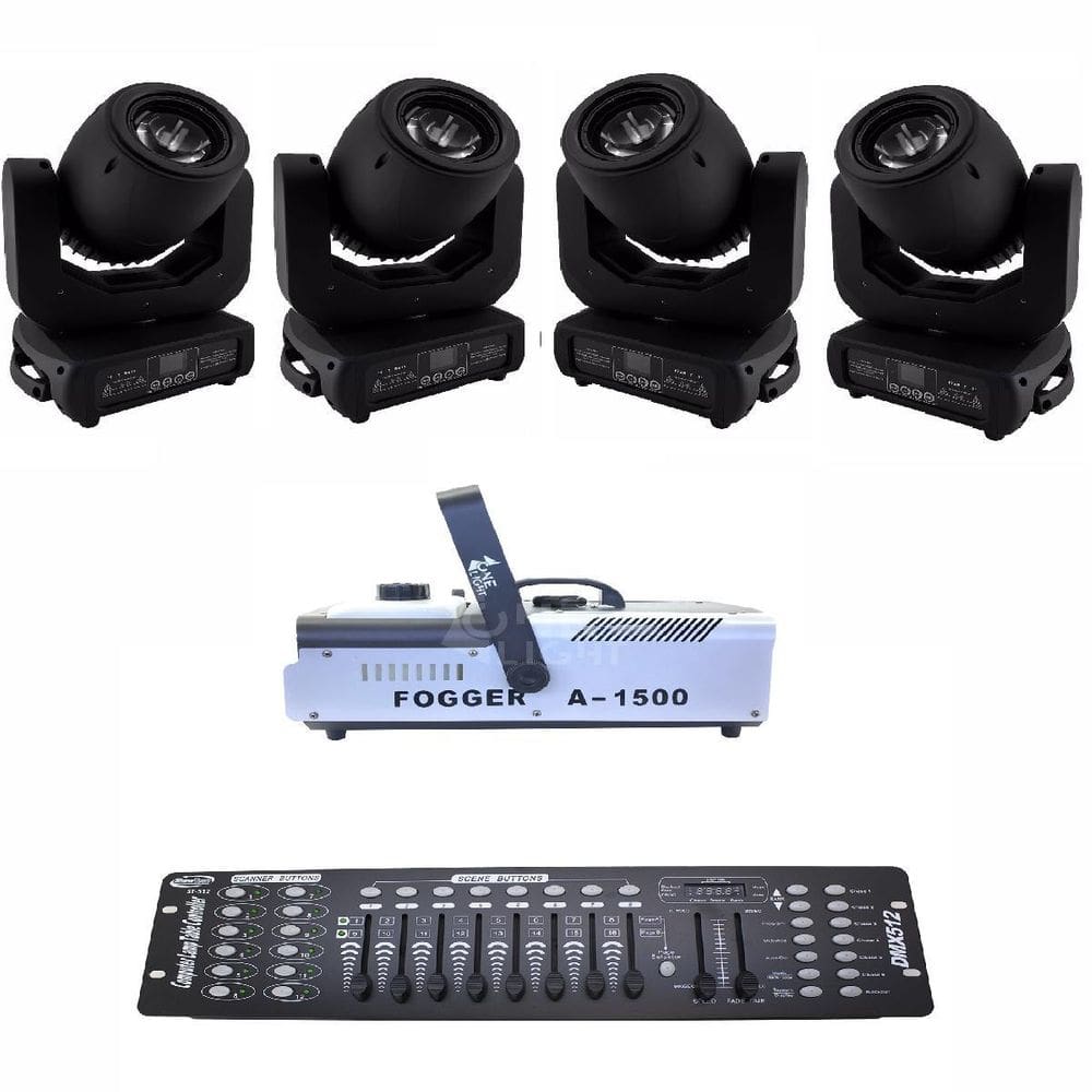Kit 4 Moving Spot Led 150W + Dmx 512 + Maquina De Fumaça