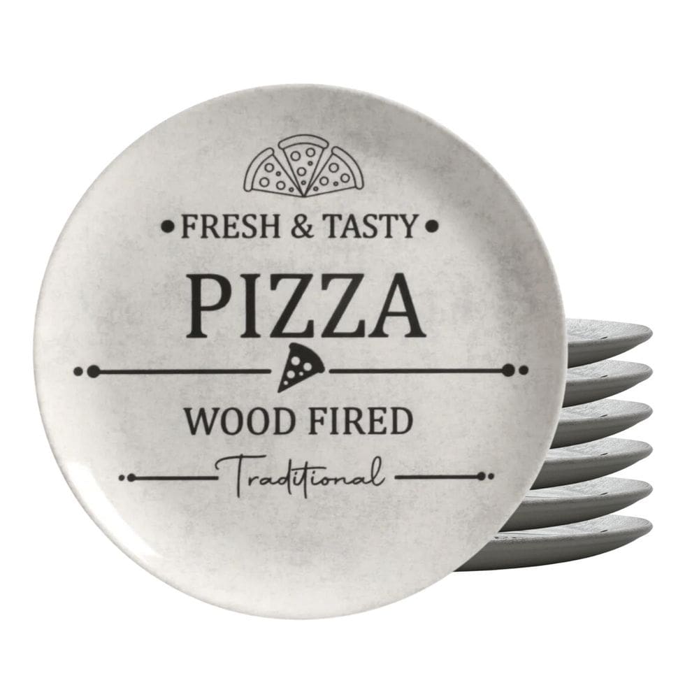 Jogo De Pratos Raso Cerâmica 29Cm Kit 6 Peças Pizza Alleanza