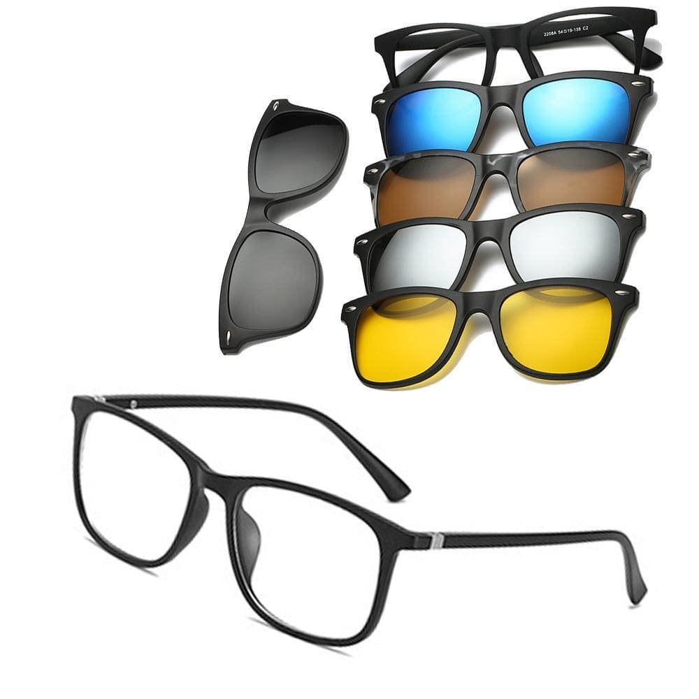 Óculos De Sol Kit Oculos Sol Leve Clip On 6 Em 1