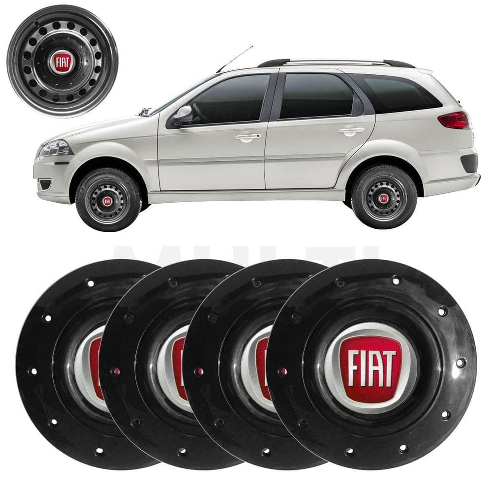 4X Calota Centro Roda Aro 14 Palio Weekend 2009 A 2020 Preto