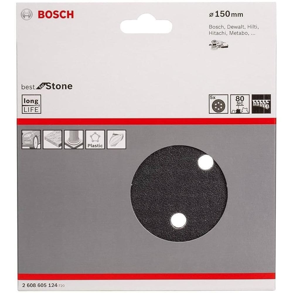 Disco De Lixa Gr.80 6` 150Mm 05 Unid Bosch 2608605124