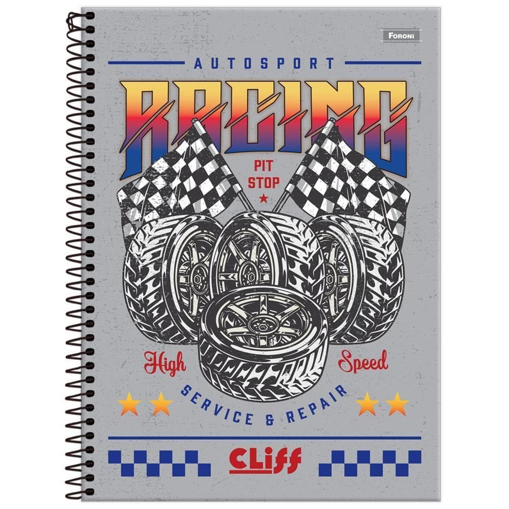 Caderno Univ 20 Matérias 320Fls Cliff Masc Cinza Foroni