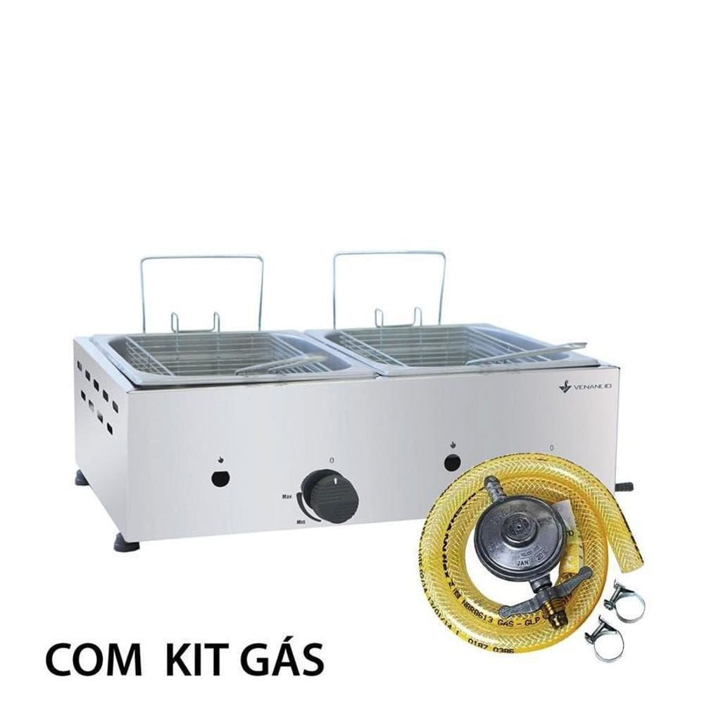 Fritador Gás 2 Cubas 1/2 Sfg212 + Kit Gás Venâncio