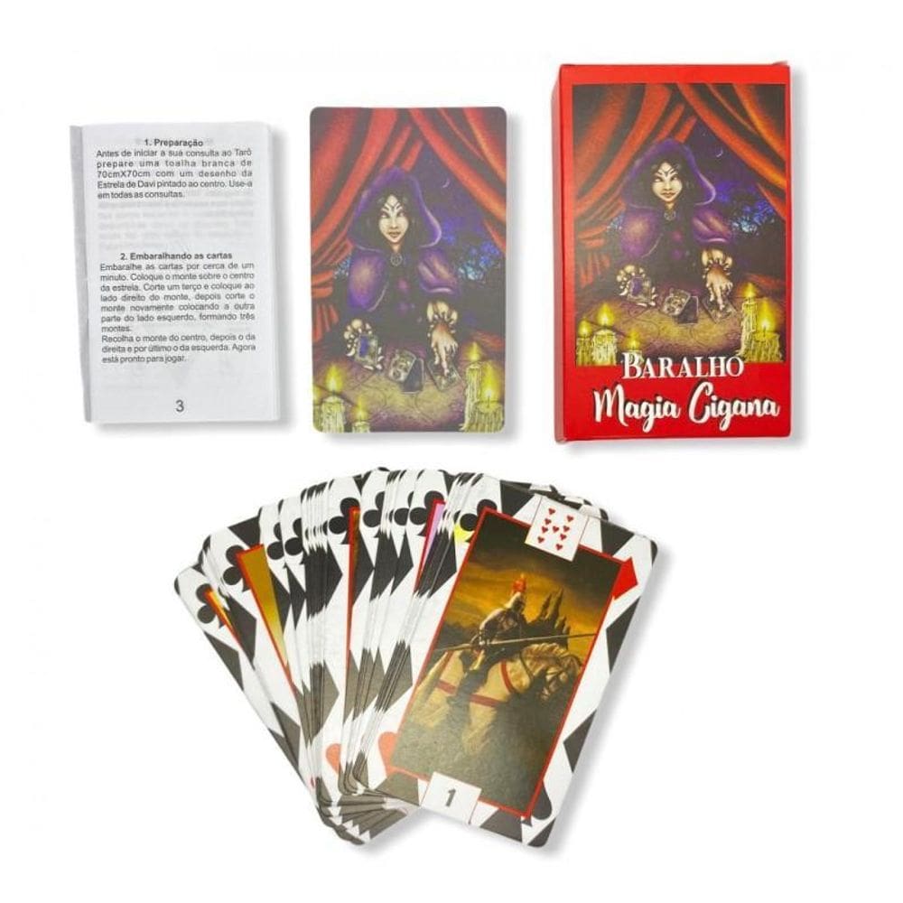 Baralho Tarot Magia Ciganas Vermelho 36 Cartas