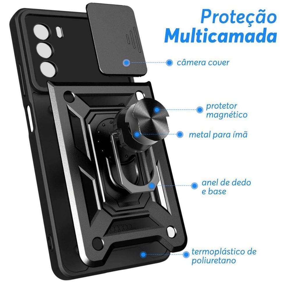 Capa Protetora Resistente para Motorola Moto G200 - Preto