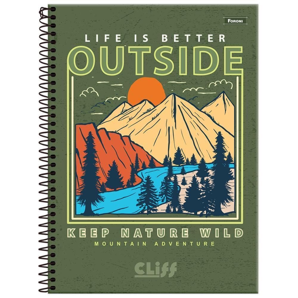 Caderno Univ 20 Matérias 320Fls Cliff Masc Verde Foroni