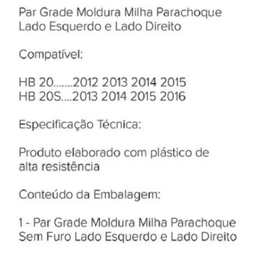 Par Moldura Grade Farol Milha Hb20 Hb20S 2012 A 2015 Preto
