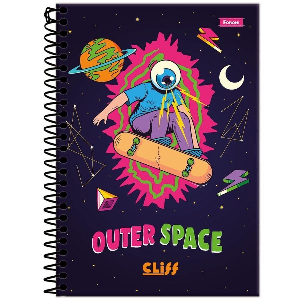 Caderno 1/4 Esp 160Fls Cliff Masculino Outer Space Foroni