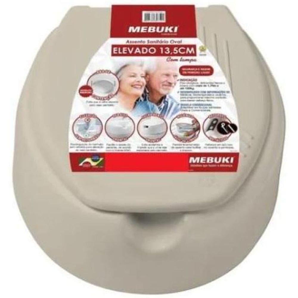 Assento Elevado 13,5 Cm Com Tampa Areia