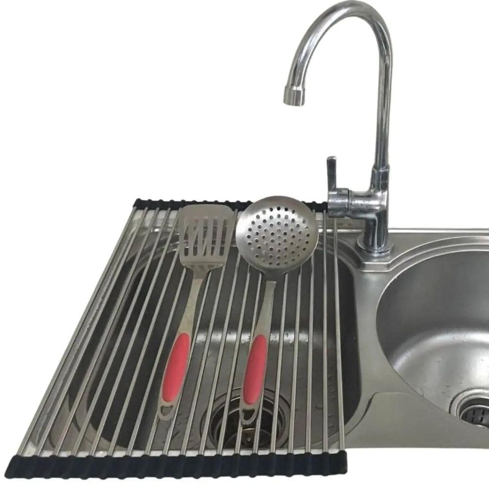 Esteira Escorredor De Louça Dobrável Inox 30Cm Extende 52Cm