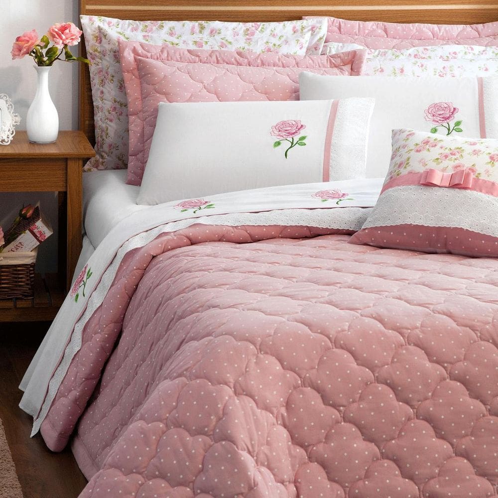 Cobre Leito Queen Size 100% Algodão Stella Bordado Super