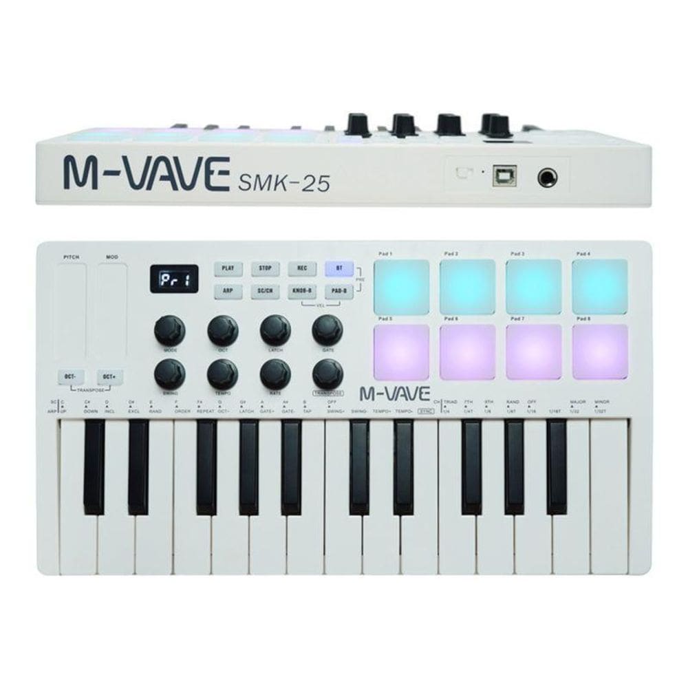 Teclado Controlador M-Vave Smk-25 Branco 25 Teclas