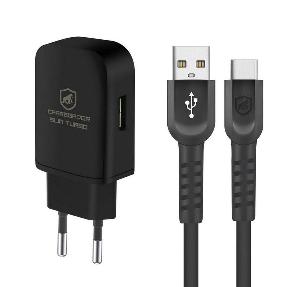 Kit Carregador Turbo Slim Com Cabo Dual Shock Type C