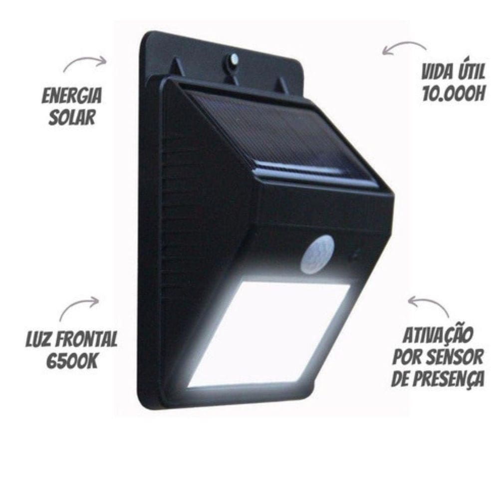 Luminaria Solar Led Luz Automática Sensor De Presença Ip67
